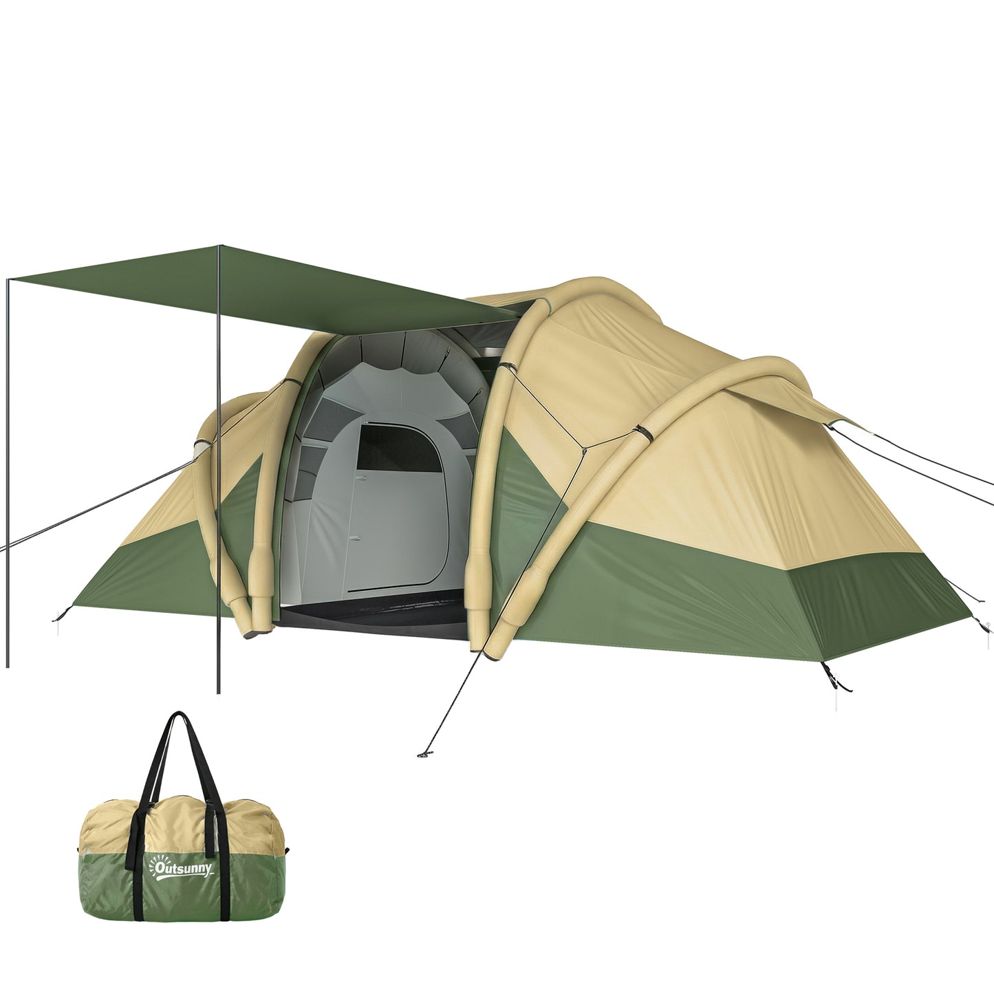 Inflatable Tent 3000mm Waterproof for 4 Person, Green