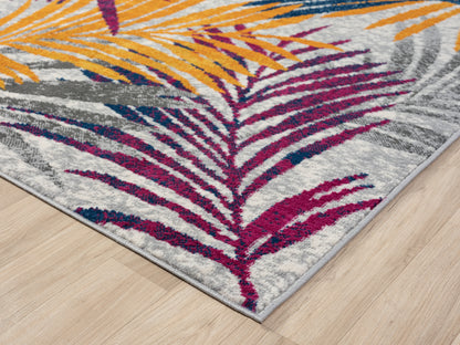 San Marino Modern Living Room Area Rug - Low Pile Leaf Design