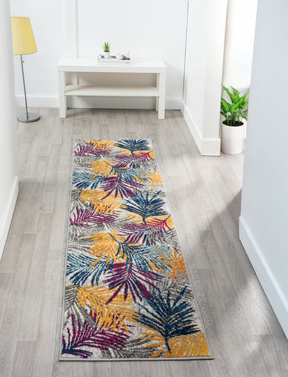 San Marino Modern Living Room Area Rug - Low Pile Leaf Design