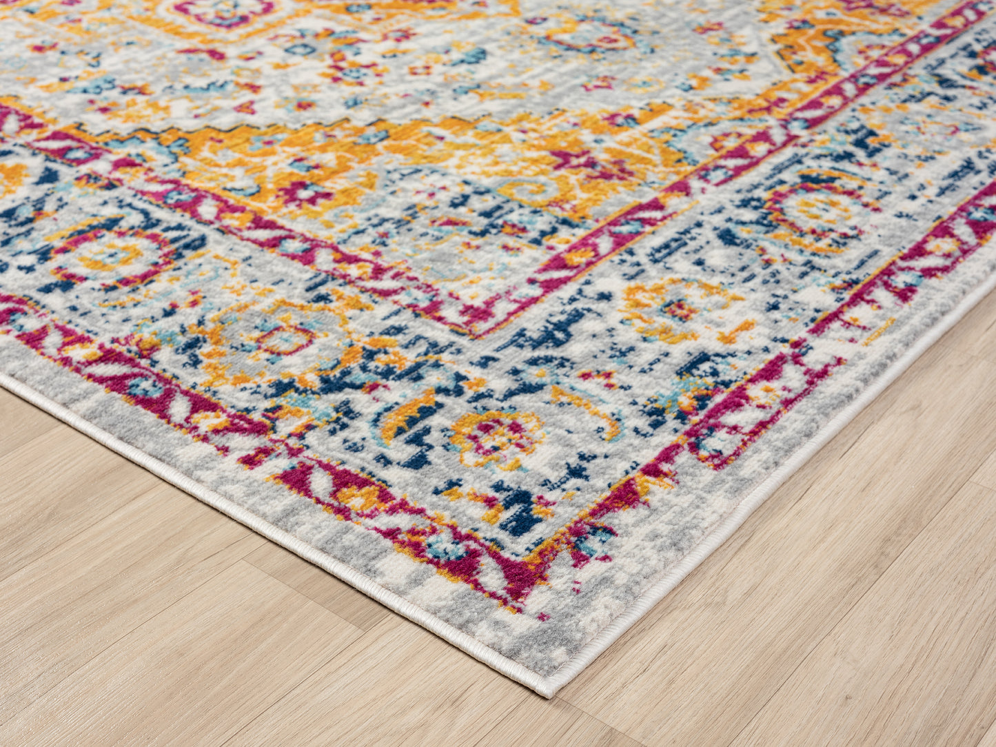 San Marino Modern Living Room Area Rug - Low Pile Floral Design