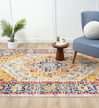 San Marino Modern Living Room Area Rug - Low Pile Floral Design