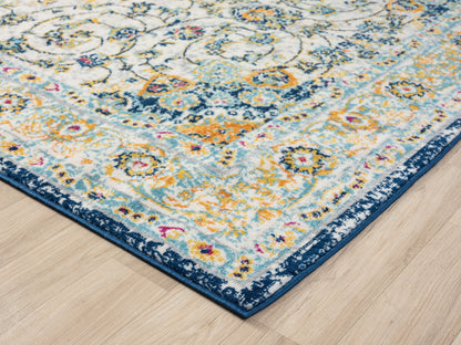 San Marino Living Room Area Rug - Low Pile Medallion Floral Design