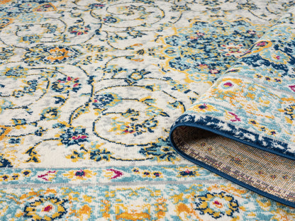 San Marino Living Room Area Rug - Low Pile Medallion Floral Design