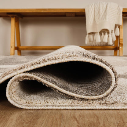 Santiago Modern Abstract Geometric Carved Rugs - Curve Design - 2 Colours Available