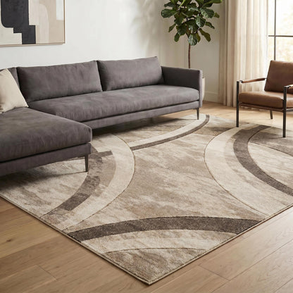 Santiago Modern Abstract Geometric Carved Rugs - Curve Design - 2 Colours Available