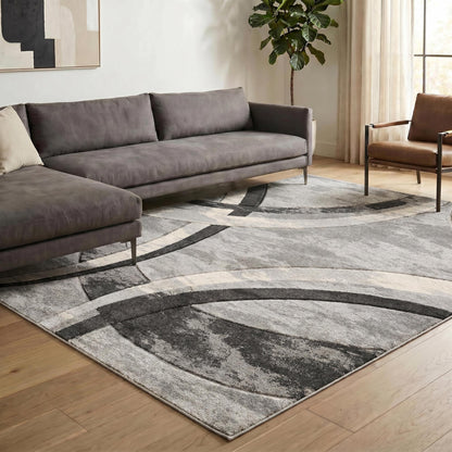 Santiago Modern Abstract Geometric Carved Rugs - Curve Design - 2 Colours Available