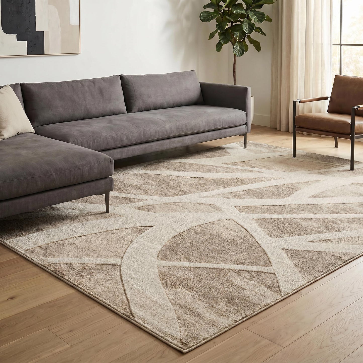 Santiago Modern Abstract Geometric Carved Rugs - Dynamic Design - 2 Colours Available
