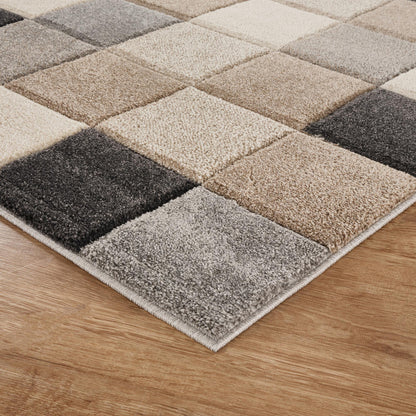 Santiago Modern Abstract Geometric Carved Rugs - Grid Design - 2 Colours Available
