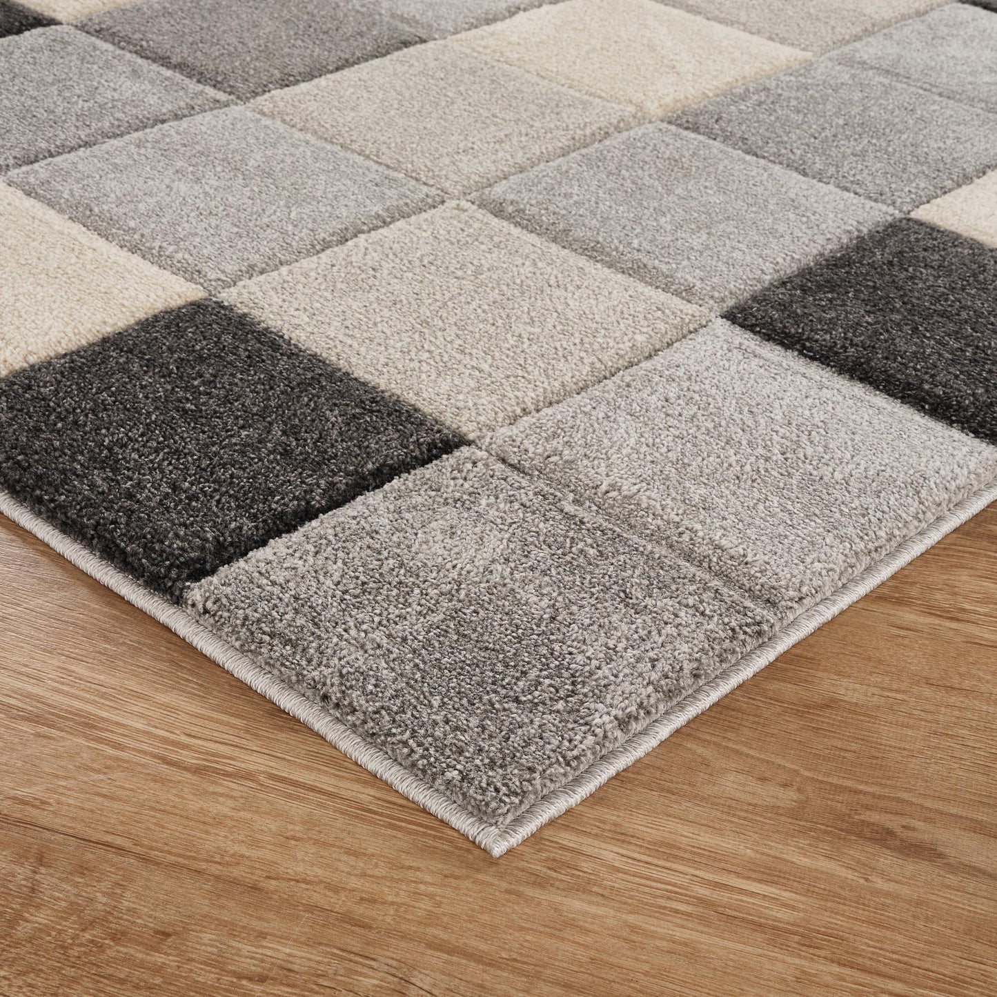 Santiago Modern Abstract Geometric Carved Rugs - Grid Design - 2 Colours Available