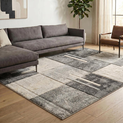 Santiago Modern Abstract Geometric Carved Rugs - Tiles Design - 2 Colours Available