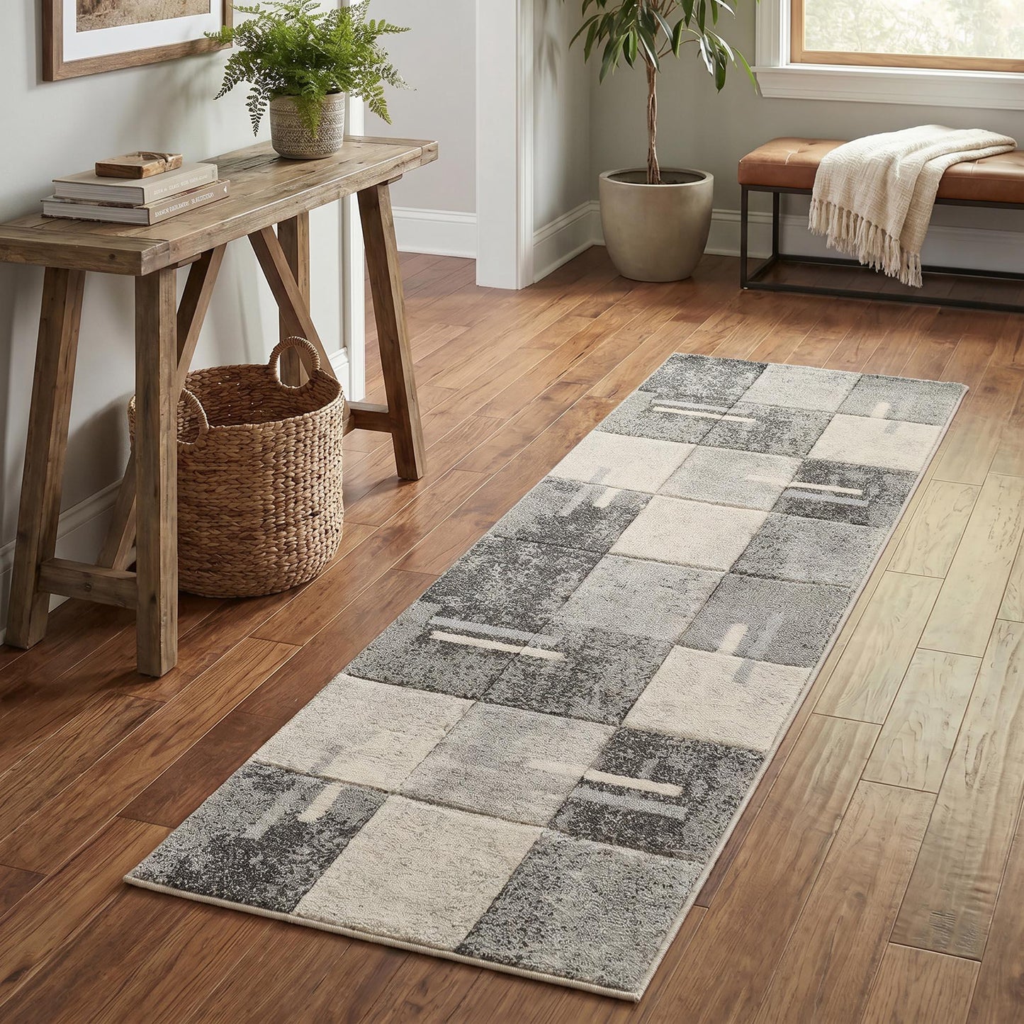 Santiago Modern Abstract Geometric Carved Rugs - Tiles Design - 2 Colours Available