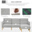 OUT OF STOCK - L Shape Sofa Bed Set, Linen Fabric Corner Sofa Bed with Rubber Wood Legs and Footstool, Light Grey