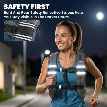 5KG Weighted Vest, Running Weight Vest with Adjustable Straps, Convenient Pocket and Reflective Strips, for Men and Women Cardio Exercise Strength Training Workout