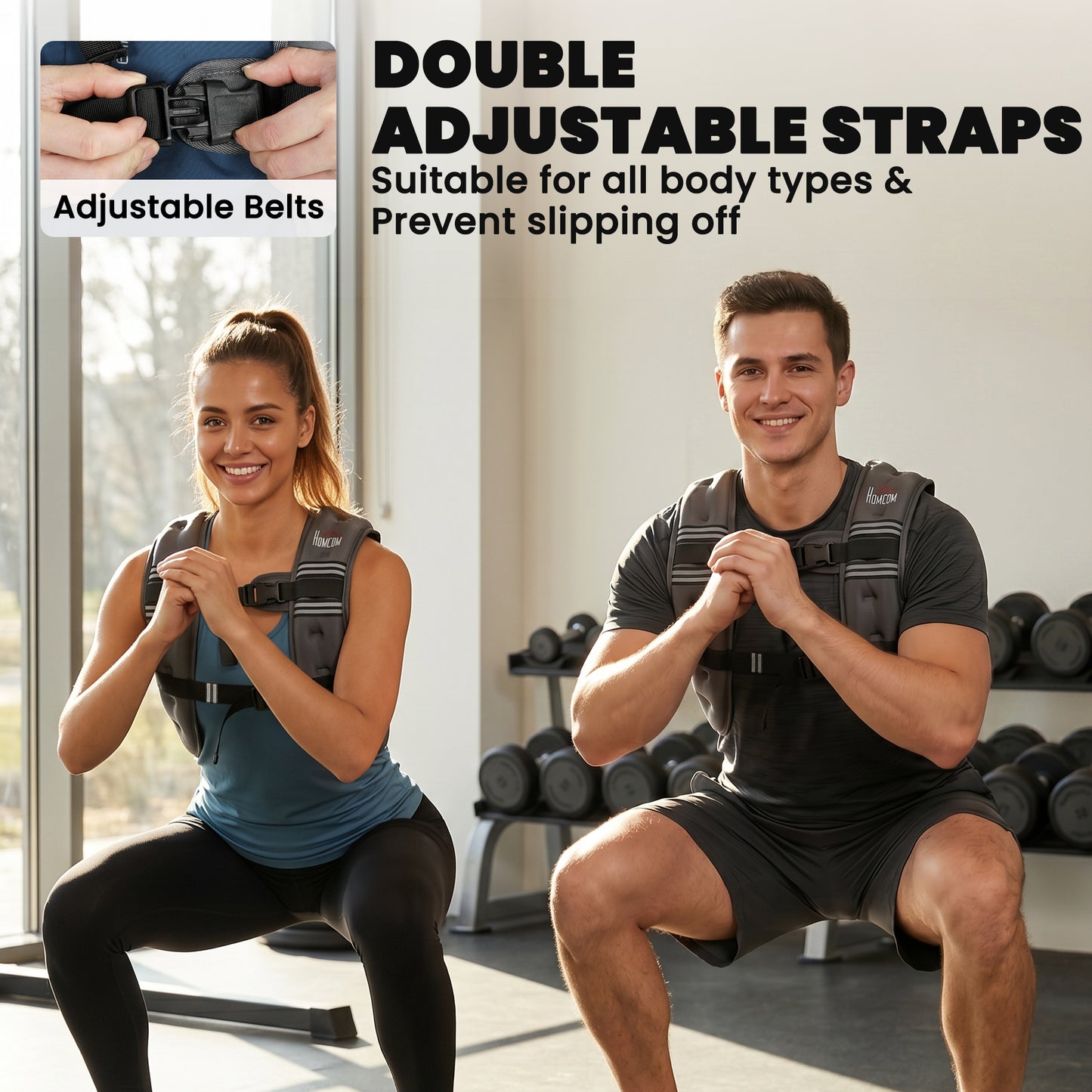 5KG Weighted Vest, Running Weight Vest with Adjustable Straps, Convenient Pocket and Reflective Strips, for Men and Women Cardio Exercise Strength Training Workout, Grey