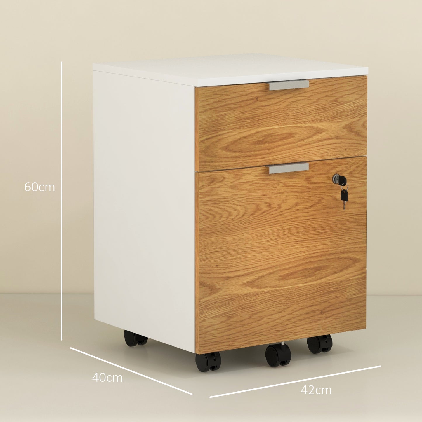 2 Drawer Filing Cabinet with Adjustable Hanging Bars for A4 and Letter