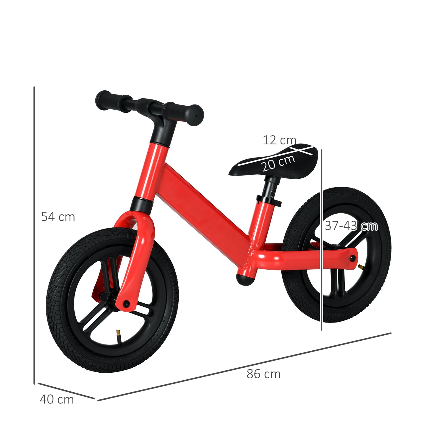 AIYAPLAY 12" Kids Balance Bike, No Pedal Training Bike for Children with Adjustable Seat, 360¬∞ Rotation Handlebars - Red