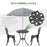 3 Piece Patio Bistro Set, Outdoor Aluminium Garden Table and Chairs with Umbrella Hole for Balcony, Black