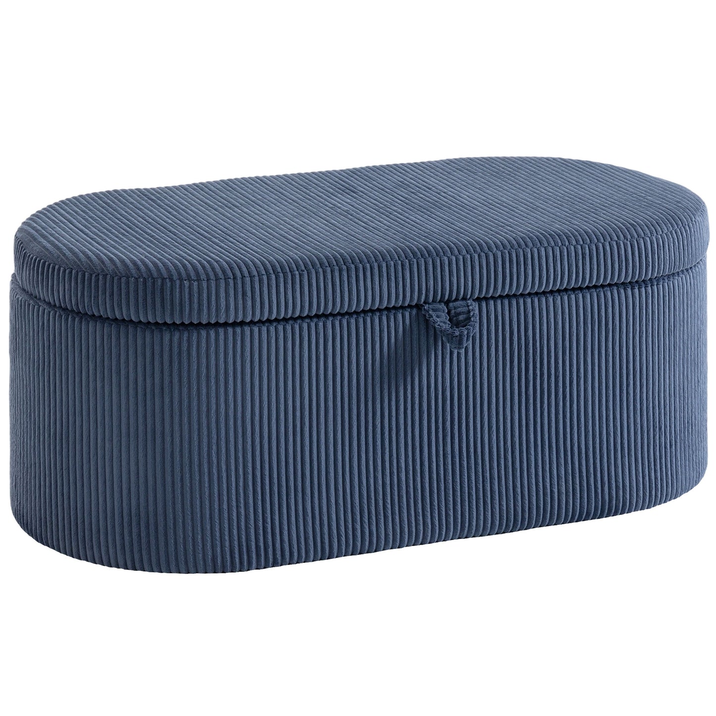Storage Ottoman, Corduroy Ottoman Storage Box with Padded Seat, Blue