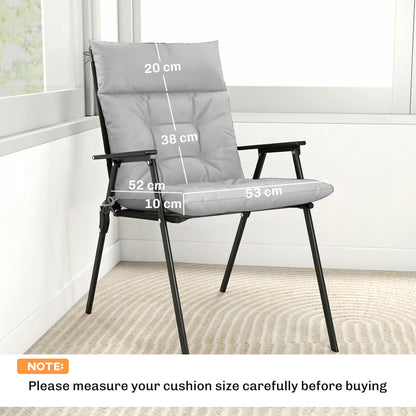 Garden Chair Cushions Set of 4, Waterproof Seat Pads, Light Grey