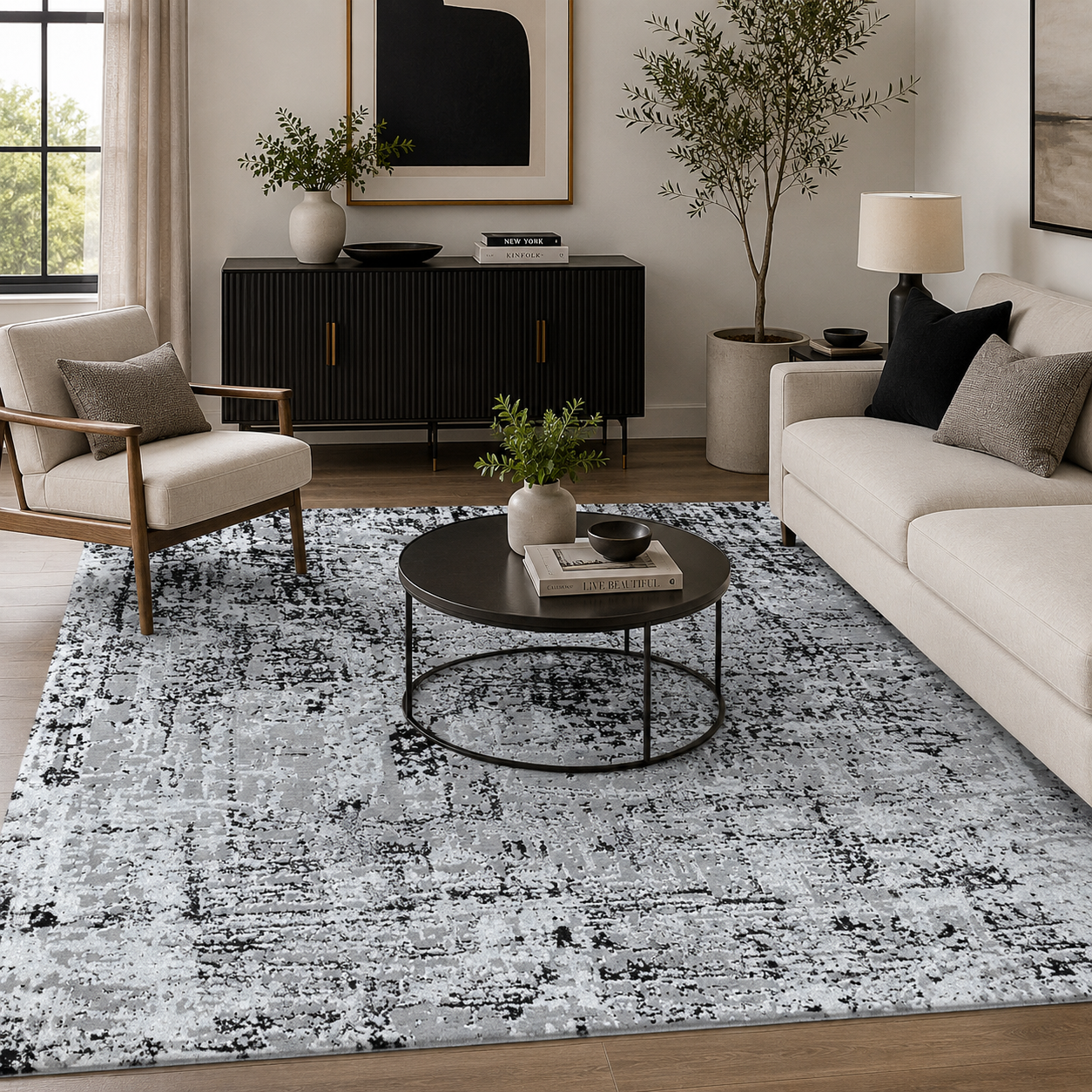 Serenity Modern Abstract Lines Area Rug – Contemporary Style for Living Room, Bedroom or Hallway - 3 Colours Available