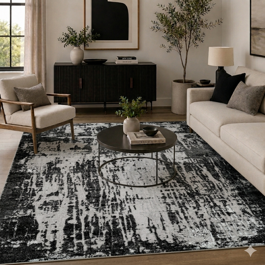 Serenity Modern Abstract Abrasion Area Rug – Contemporary Style for Living Room, Bedroom or Hallway - 3 Colours Available