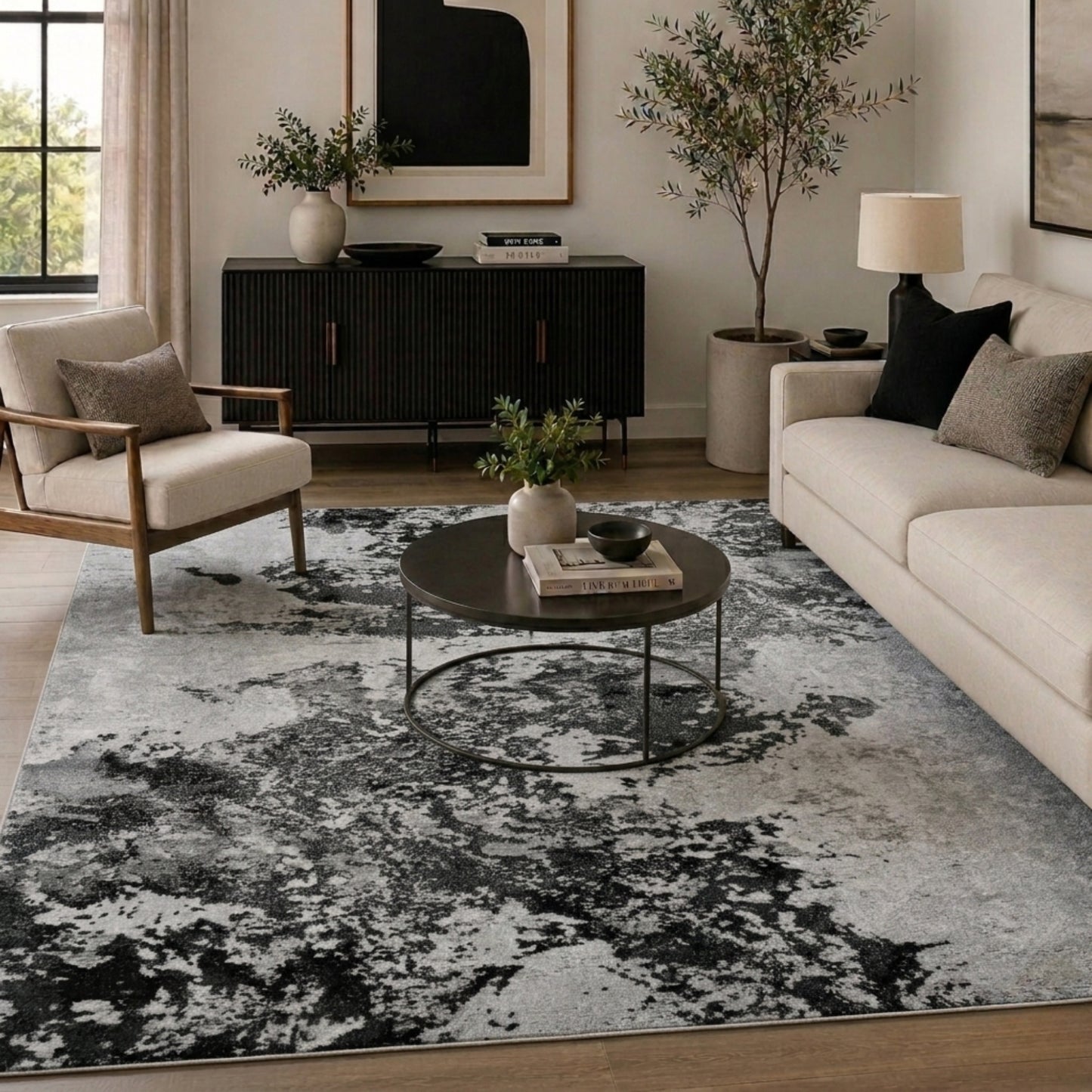 Serenity Modern Abstract Area Rug – Sprayed-Inspired Design for Living Room, Bedroom, or Hallway - 3 Colours Available