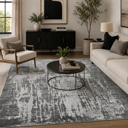 Serenity Modern Abstract Abrasion Area Rug – Contemporary Style for Living Room, Bedroom or Hallway - 3 Colours Available