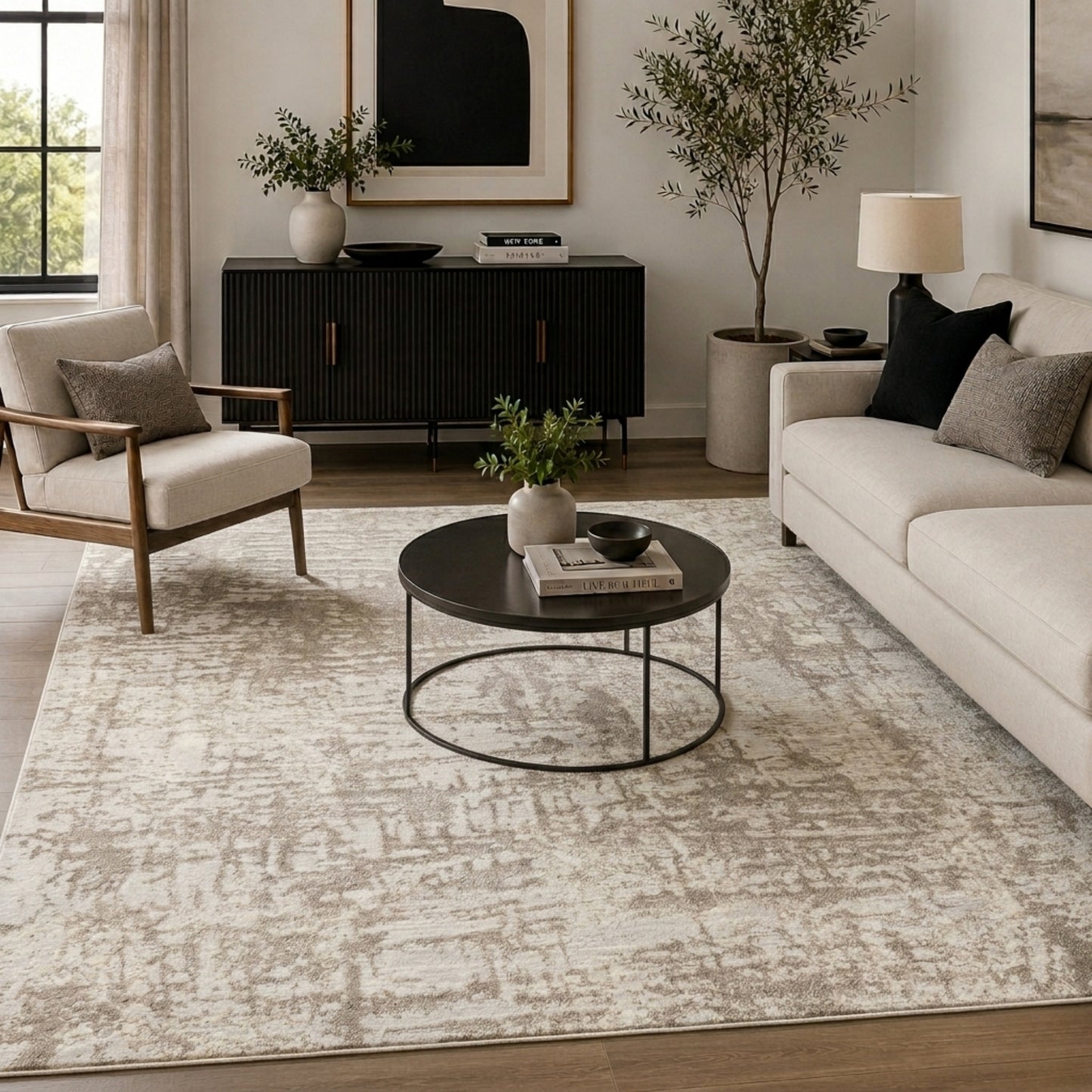 Serenity Modern Abstract Lines Area Rug – Contemporary Style for Living Room, Bedroom or Hallway - 3 Colours Available