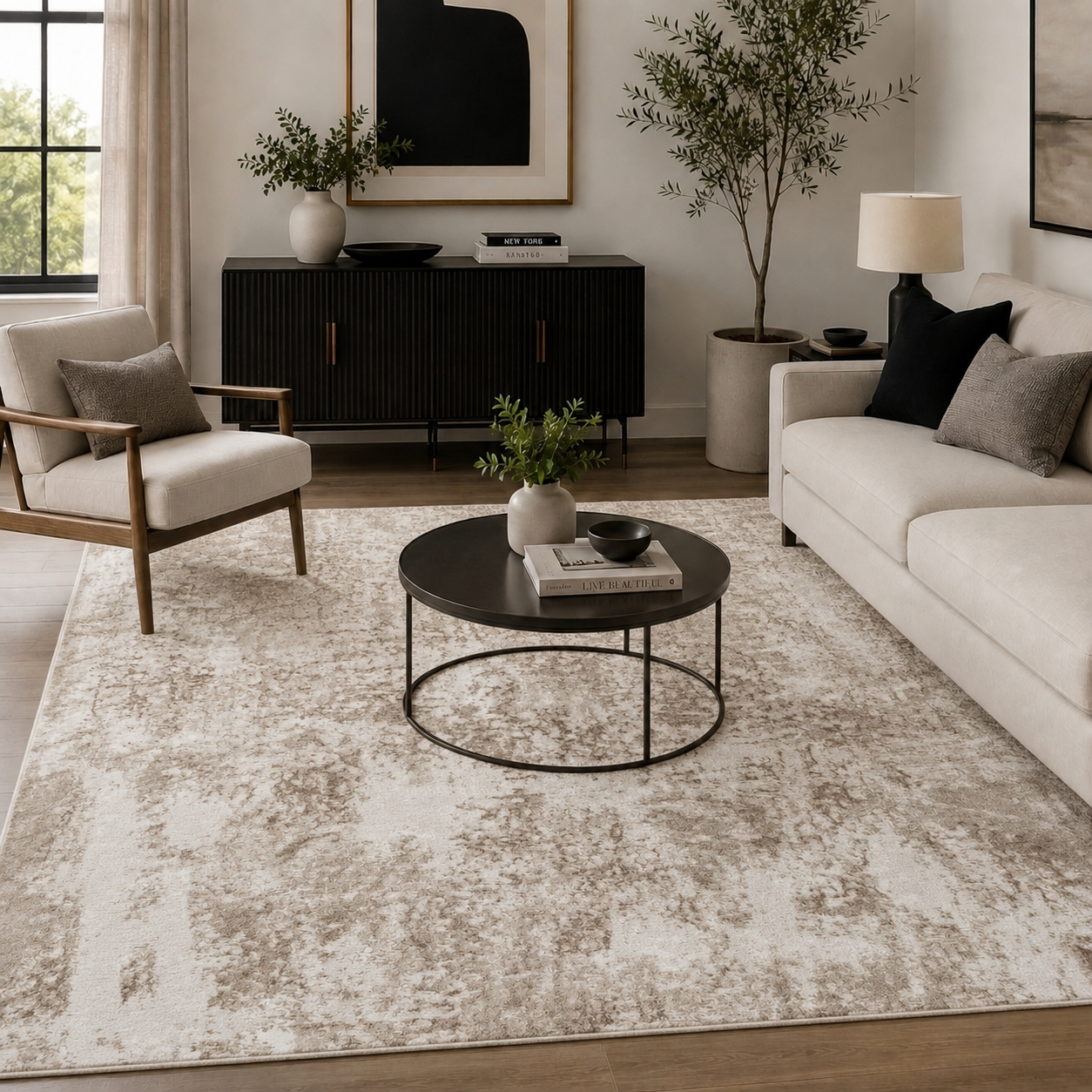 Serenity Modern Abstract Acrylic Area Rug – Contemporary Style for Living Room, Bedroom or Hallway
