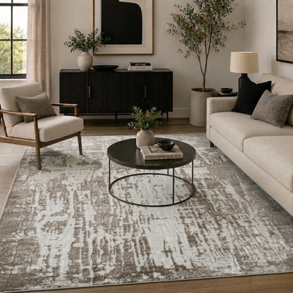 Serenity Modern Abstract Abrasion Area Rug – Contemporary Style for Living Room, Bedroom or Hallway - 3 Colours Available