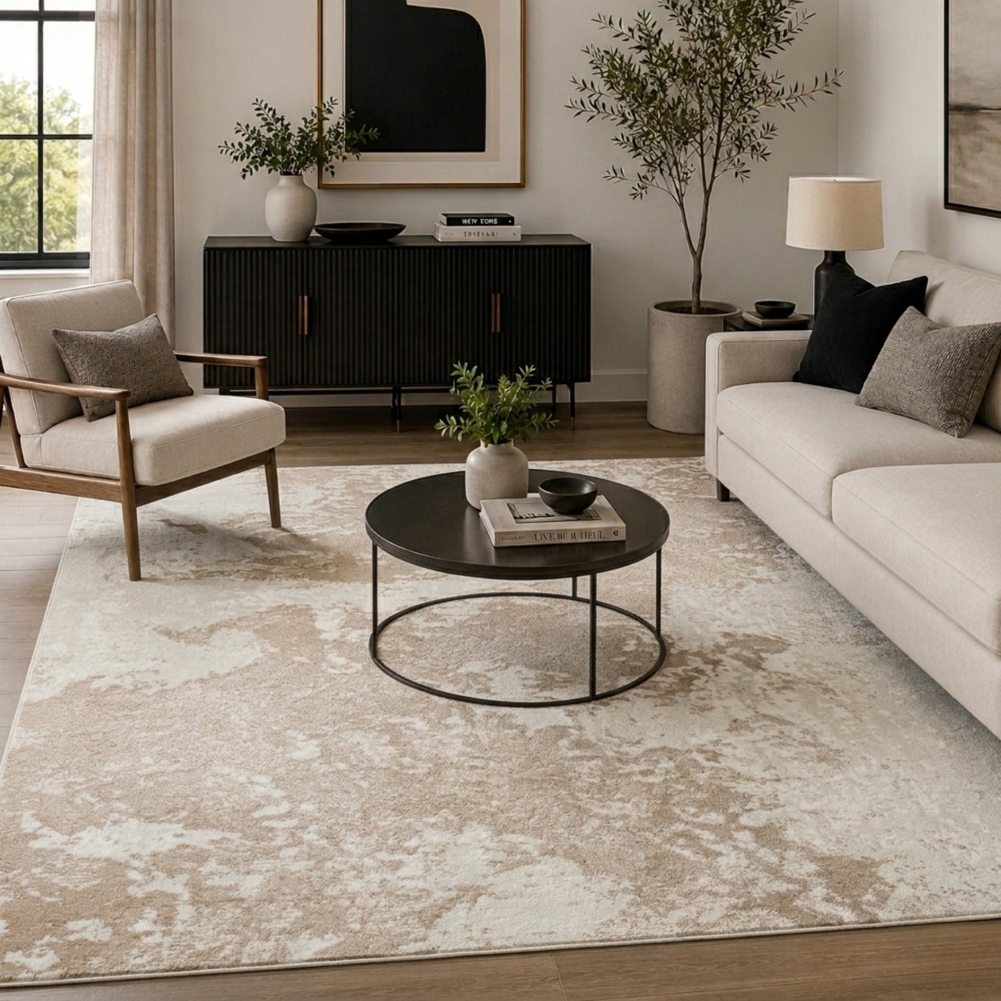 Serenity Modern Abstract Area Rug – Sprayed-Inspired Design for Living Room, Bedroom, or Hallway - 3 Colours Available