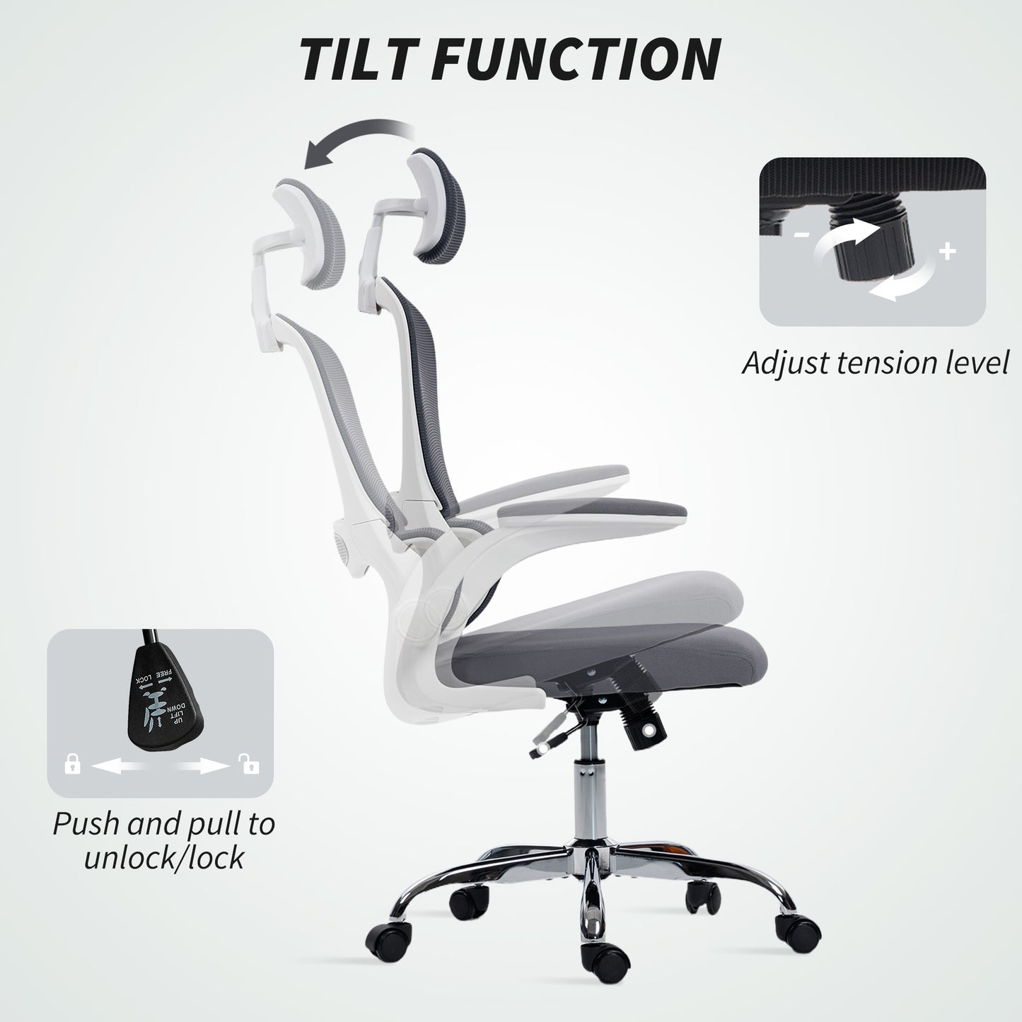 High Back Mesh Computer Desk Chair with Lumbar Support, Charcoal Grey