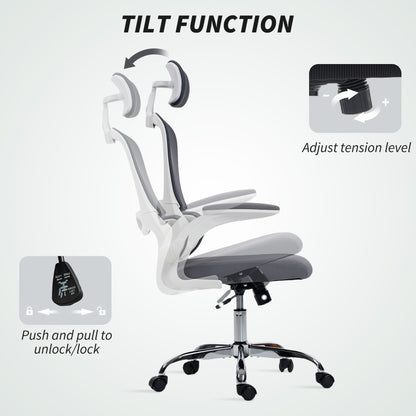 High Back Mesh Computer Desk Chair with Lumbar Support, Charcoal Grey