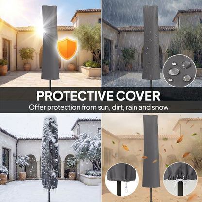 3 m Cantilever Parasol Solar LED Lights, Black