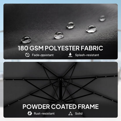 3 m Cantilever Parasol Solar LED Lights, Black