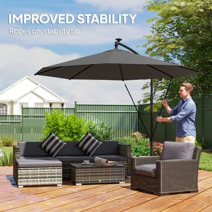 3 m Cantilever Parasol Solar LED Lights, Black
