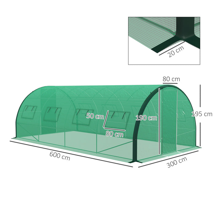 Polyethylene Upgraded Structure Walk-in Polytunnel Greenhouse, 6 x 3(m), Green