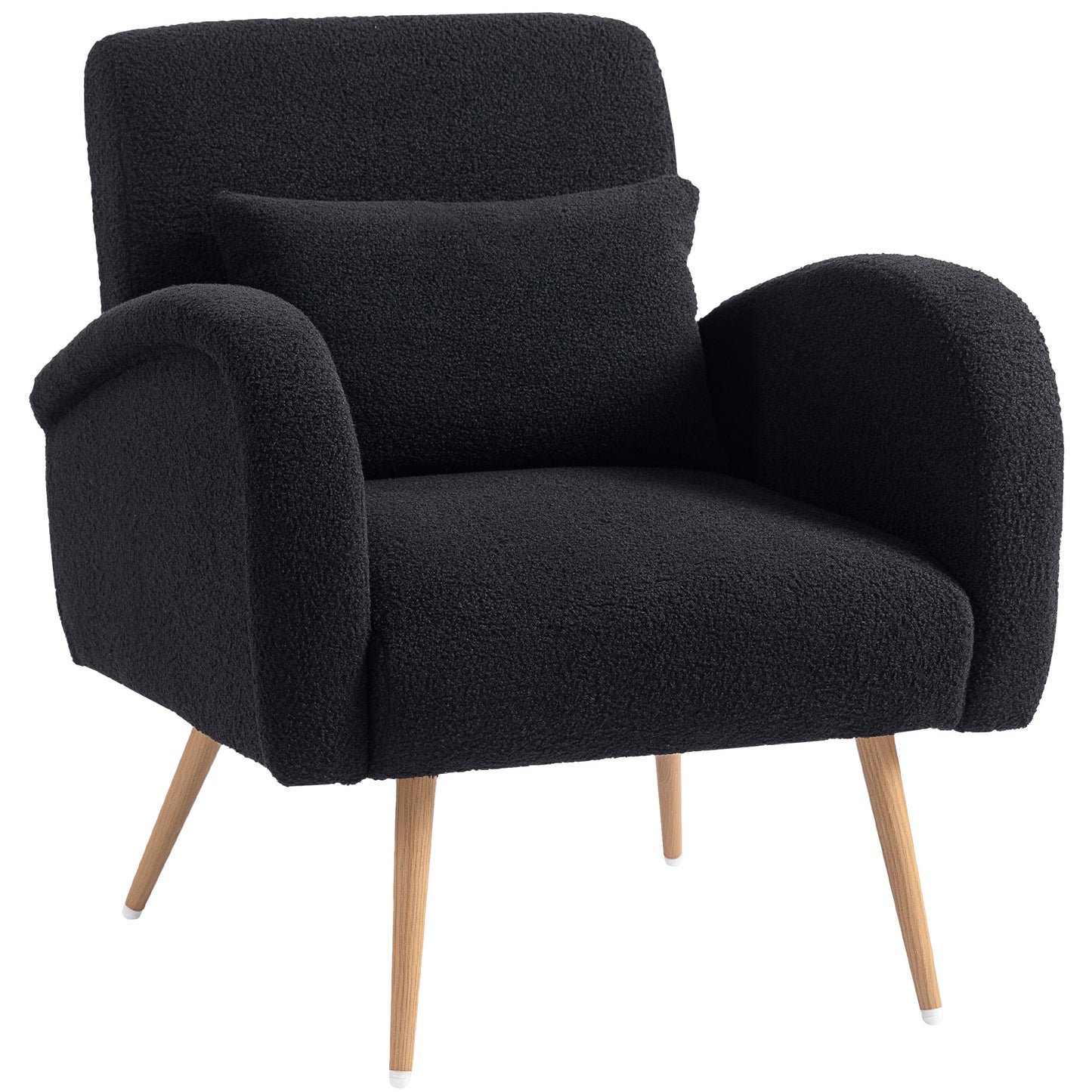 Teddy Fleece Upholstered Accent Chair with Metal Legs, Black