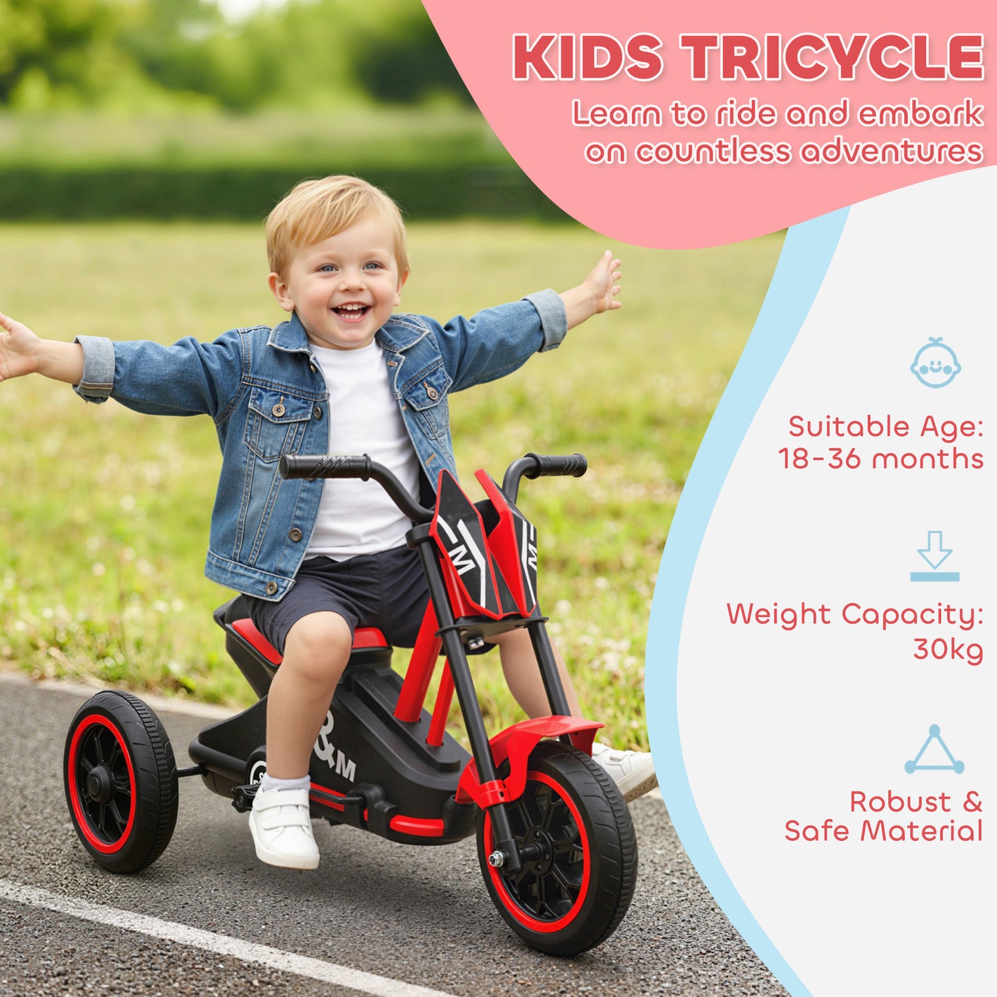 Kids Tricycle Baby Trike, 3 Wheel Toddler Balance Bike