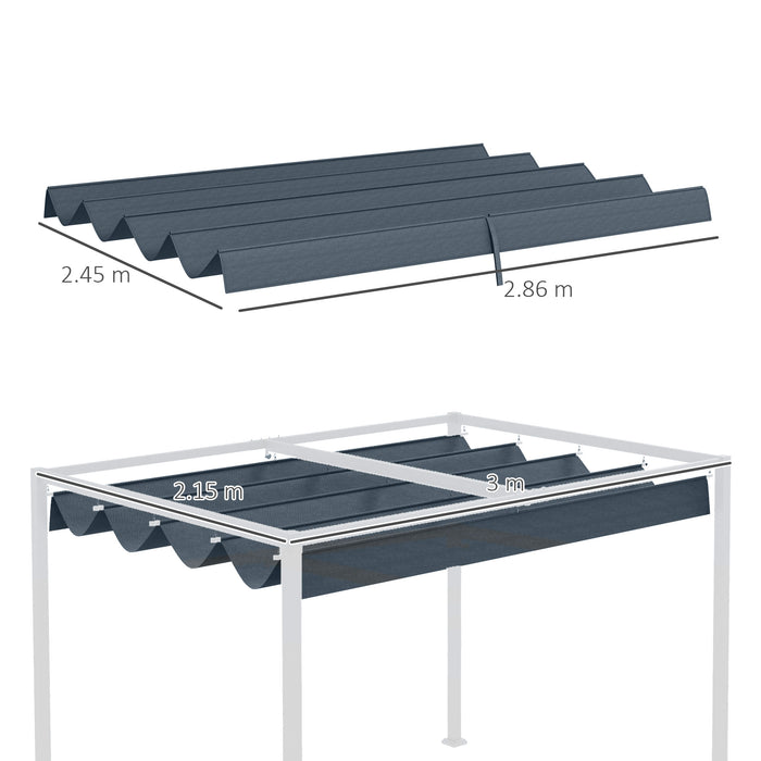 Pergola Roof, Retractable Sun Shade Cover for 3 x 2.15m Pergola, UV30+ Protected, Grey