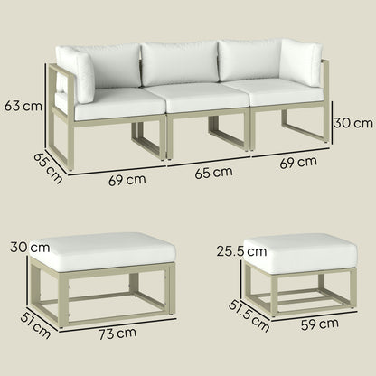 6 PC Garden Daybed, Sectional Sofa Set with Coffee Table, Footstool