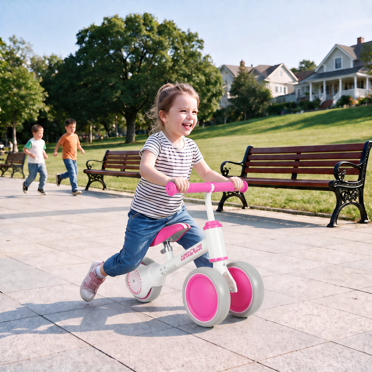 Balance Bike with 135° Steering Limit for Toddlers 1-2 Years, Pink