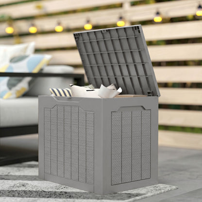 93L Plastic Garden Storage Box, Storage Container w/ Handles Khaki