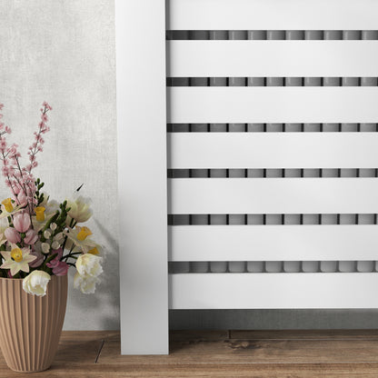 Radiator Cover with Drawer, Horizontal Slat, 111cm, White