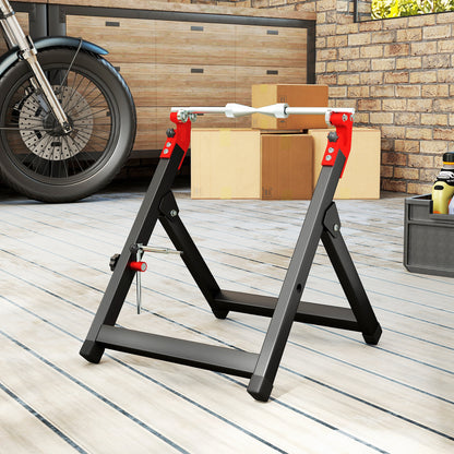 Steel Motorcycle Wheel Balancer Truing Stand with Spoke Wrench, Black