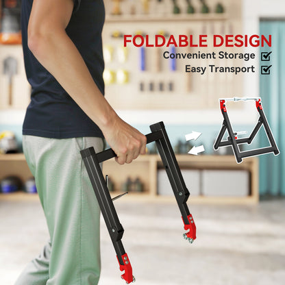 Steel Motorcycle Wheel Balancer Truing Stand with Spoke Wrench, Black