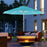 LED Patio Umbrella, Lighted Deck Umbrella with 4 Lighting Modes, Solar & USB Charging, Blue