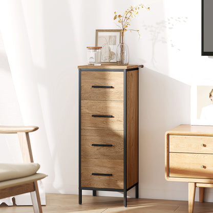 Narrow Bathroom Storage Cabinet with 4 Drawers for Small Spaces, Oak