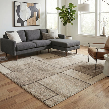 Rhodes Sketch Modern Living Room Contemporary Geometric Area Rugs - 3 Colours Available