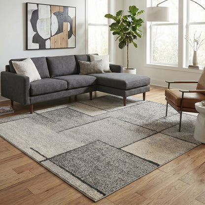 Rhodes Sketch Modern Living Room Contemporary Geometric Area Rugs - 3 Colours Available